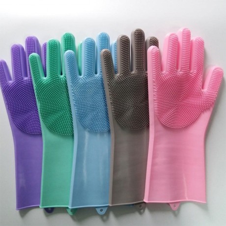 Силиконовые многофункциональные перчатки для мытья и чистки (светло-коричневые)