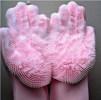 Силиконовые многофункциональные перчатки для мытья и чистки(розовые)