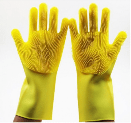 Силіконові багатофункціональні рукавички для чищення та миття (жовтий)