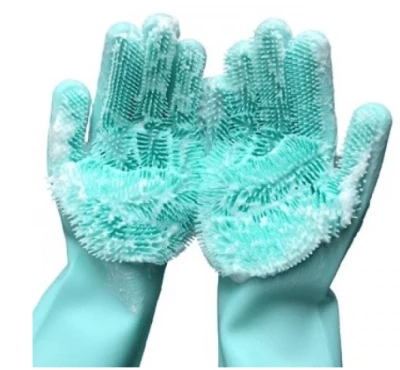 Силіконові багатофункціональні рукавички для чищення та миття (бірюза)